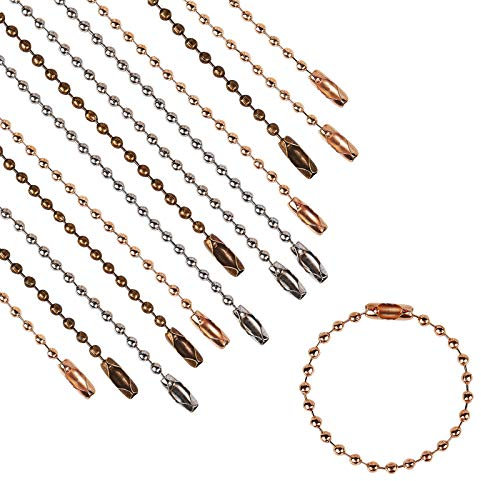 PH PandaHall 180pcs 3 colori Catene a sfera 95mm Connettore perline Catenaccio Catena in metallo con connettori per etichette Catena, portachiavi, risultati di gioielli, progetti artigianali