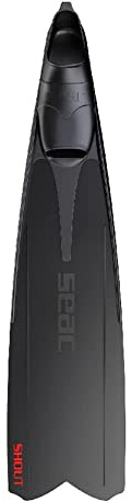 Seac Shout, Long Fins for Scuba Diving, Spearfishing and Freediving, Black, 8-8.5, Made in Italy
