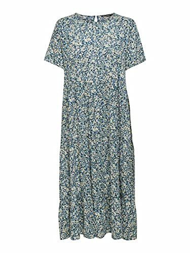 Only Femme Onlabigail Life S/S Midi Wvn Noos Robe, Night Sky/Aop : Abigail Mini Flowers, 38 EU