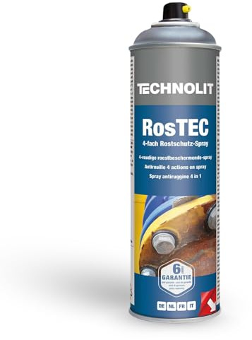 TECHNOLIT RosTEC 4-Fach Rostschutz Spray 500 ml | RAL 7350 Novagrau | Korrosionsschutz Lack & Grundierung | Metall, Holz + Stein | LCI-Technologie | UV-beständig | Staubtrocken nach 10 Min.