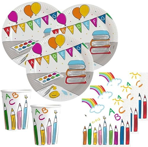 52 Teile Schulanfang Einschulung Party Deko Set für 16 Personen