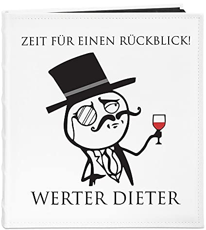 Maverton Fotoalbum zum Selbstgestalten mit Aufdruck - für 240 Fotos 10x15-60 schwarze Seiten - Größe 33x30cm - Weiß - personalisierte Geschenke für Herren - Geburtstagsgeschenk