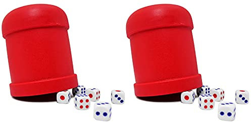Würfelbecher, Würfelbecher, Casino-Gastgeschenke, Spiel, gerade, Kunststoff, inkl. 2 Tassen und 12 Würfel, 2 Sets