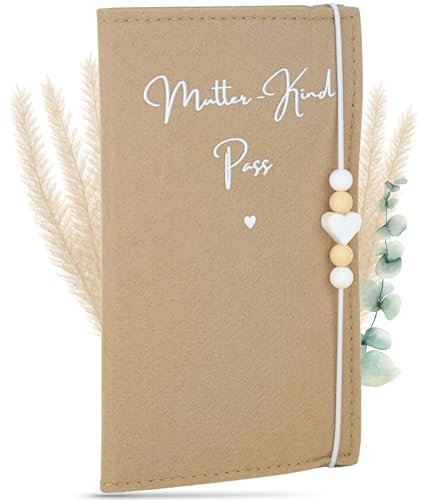 MAHEWA® Mutter-Kind-Pass-Hülle Österreich aus Filz | MKP-Hülle Muki-Passhülle Oesterreich Filz Mutterpass-Organizer Tasche Schutzhülle | Mutterkindpass-Umschlag Mama-kindpass | Beige