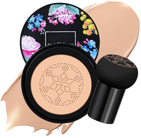 KYDA Mushroom Head Air Cushion BB Cream, Concealer Lasting Nude Makeup Moisturizing Brightening Pigment CC Liquid Foundation, Even Skin Tone Makeup Base BB Cream (#04Buff Beige)