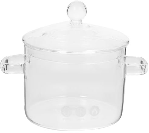 High Borosilicate Glass Soup Pot with Lid 1350Ml Two-Eared Cooking Bowl Heat Resistant for Home Use Perfect for Noodles and Small Portions