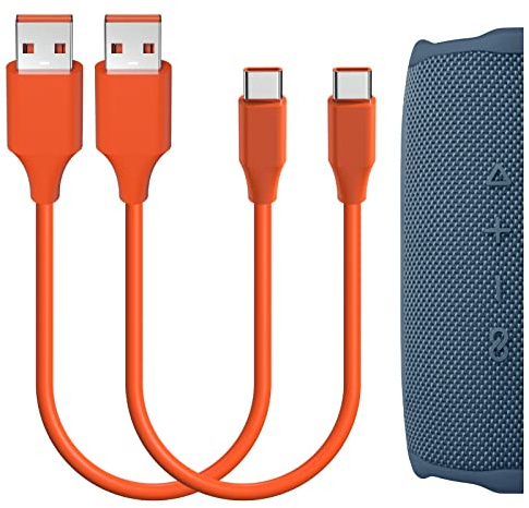 GEEKRIA Câble de charge court USB pour enceintes, compatible avec JBL GRIP, Flip 7/6, CHARGE 6/5, GO 5/4/3, Clip 5/4, câble d’alimentation de rechange USB-C/Type-C (1ft/30cm 2-Pack)