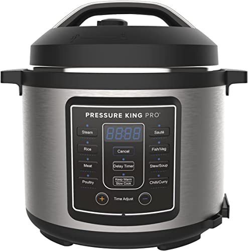 Drew&Cole Pressure King Pro 14-in-1 Digital Pressure Cooker – 4.8L Capacity – Automatic Keep Warm - 24h Delay Timer – Oven & Dishwasher Safe - 6+ servings - Charcoal Grey