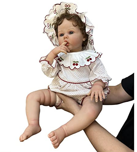 YIHANGG 60CM Reborn Kleinkindpuppe Mädchen Weicher Kuschelkörper 3D-Haut Mit Sichtbaren Venen Reborn Babypuppe Handgemacht Kunstpuppe Zum Sammeln Mit Verwurzeltem Haar