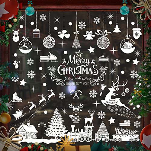 Weihnachtsdeko Fenster, 9 Stück Fensterbilder Weihnachten Selbstklebend PVC Schneeflocken Deko Weihnachten Fensterdeko Selbstklebend Fensterfolie Weihnachtsdekoration (Style4)