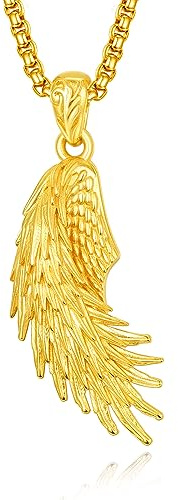 ADMETUS Flügel Halskette 925 Sterling Silber Engelsflügel Anhänger Silber/Gold Flügel Schmuck für Herren mit 2.5mm 22+2 Rolo Ketten