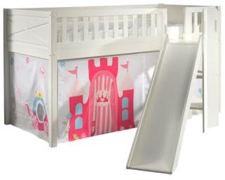 Vipack Scott Princess Hochbett, Rutsche und Vorhang, Weiß, 90 x 200 cm