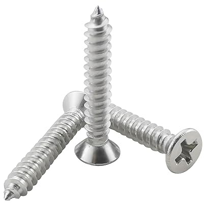 Fajoeda 100 Stück Flachkopf Kreuzschlitz Holzschrauben,M4 X 25 mm Senkkopf Selbst Bohrschrauben Blechschrauben mit A2-70(304) Edelstahl(10mm bis 30mm)