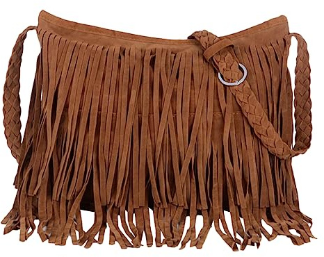 ABOOFAN Umhängetasche Damen Fransen Schultertasche Crossbody Tasche Retro Quastendesign Großes Fassungsvermögen Polyestermaterial Vielseitig für Alltag Reisen Party