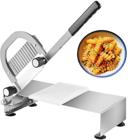 QUTBAG Commercial Wavy Crinkle French Fries Cutter, Manual Wolf Tooth Potato Slicer, Stainless Steel Chipper, Multifunctional Vegetable Cutting Tool for Home Kitchen Restaurant