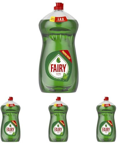 Fairy Ultra, Líquido lavavajillas verde oscuro sin remojo ni grasa 1410 ml (Paquete de 4)
