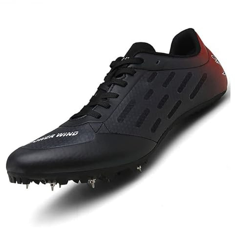 omcam Uomo Donna Scarpe da Atletica Leggera Chiodi Corsa da Corsa Scarpe da Ginnastica Moda Sprint Allenamento Scarpe da Ginnastica Atletiche Ragazzi Ragazze,Nero,42 EU