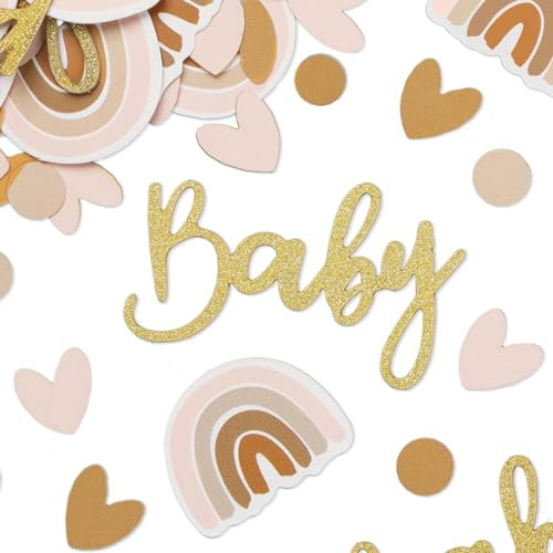 60 Pcs Baby Shower Confetti Gold Table Scatter Confetti Baby Shower Boho Rainbow Decoration for Baby Gender Reveal Birthday Party Decor
