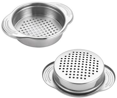 Tuna Can Strainer Stainless Steel Food Can Strainer Sieve Metal Tuna Strainer Press Lid Canning Colander Lid Oil Drainer Remover Tuna Can Filter for Straining, Draining & Rinsing (2)
