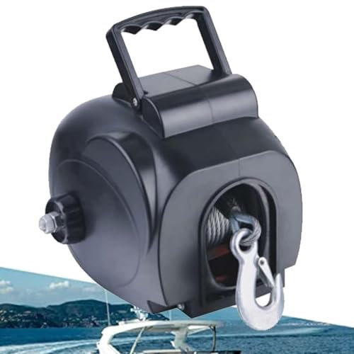 Hlixzoy Verricello Speciale per Nave con Fune Metallica da 3500 Libbre, Verricello Elettrico Montato su Veicolo, Verricello di Trazione per Impieghi Gravosi 12V Adatto per Pontone per Barche da Pesca