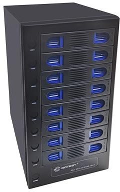 8 fack verktyg mindre fack hett utbytbart 2,5 tum och 3,5 tum SATA-hårddisk extern USB-C 3.2 (10 Gbps) hårddiskhölje. Stöder upp till 8 x 22 TB kapacitet.