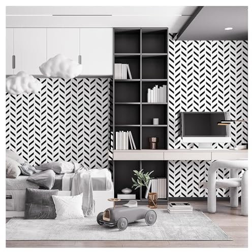 Selbstklebende Tapete Schwarzer Streifen Tapete Klebfolie Für Küche Schlafzimmer,Wasserfest Tapete Selbstklebend, Wandverkleidung Vinyl Diy Abnehmbar Tapeten,Statische Tapete 40X300CM