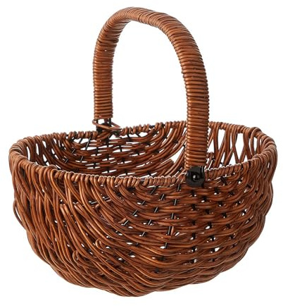 Handgewebter Pflückkorb, Kleiner Weidenkorb mit Griff, Rattan-Blumenkorb, Handgewebter Erntekorb, Pappelkorb, Obst, Picknick, Ostern, Süßigkeitenkorb, Hochzeitsfeier, Dekoration