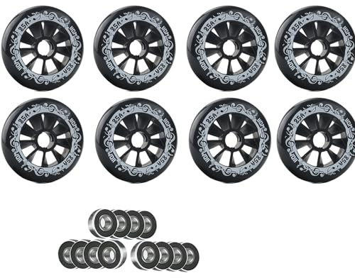 Indoor/Outdoor Rollschuh Räder 8er Pack Inlineskate Rollen 90 mm 100 mm 110 mm Inline Rollen Ersatz mit ABEC 9 Lagern 85A Härte erhöhte Geschwindigkeit (Schwarz 110 mm)