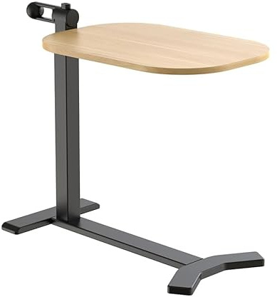 Spacetronik Höhenverstellbarer Beistelltisch C Form mit Rollen | Höhe 58-98 cm, Tischplatte 60x40 cm, Tragkraft 7 kg, für Bett und Sofa, Arbeiten, Lesen, Essen