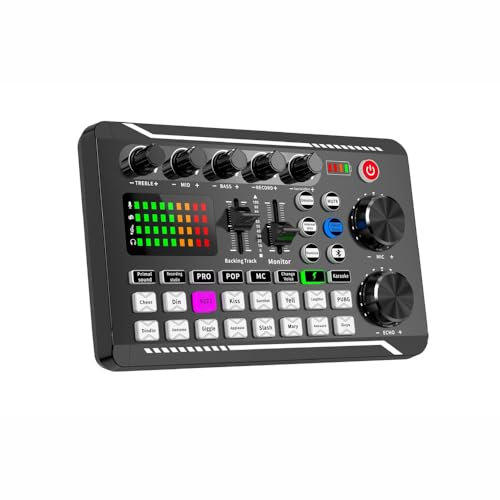 VOANZO Sound Effects Board Bluetooth Compatible Sound Card with Multiple Sound Effects Live Sound Card DJ Mixer Interface for Streaming Podcasts and Gaming