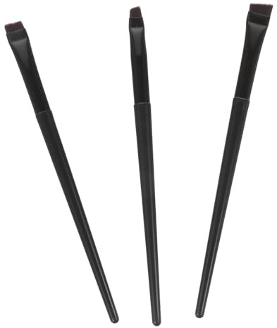 SHERCHPRY 3 Stück Eyeliner und Augenbrauenpinsel Weiche Flache und Abgeschrägte Kosmetikpinsel Vielseitig für Präzises Augen Make Up Schwarzer Kunststoffgriff Geeignet für Damen und Profis