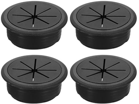 sourcing map 4 Pcs Desk Grommet, 1.97 inch 50mm Desk Cable Hole Cover Wire Hole Insert for Home Office Table Cabinet Cord Organizer, Black