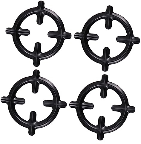Supports de Brûleurs à Gaz 4 Pièces en Fer, Anneaux Ronds Noirs