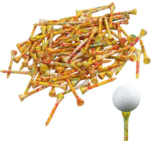 50 Stück Golf Tees Holz 54mm Tee Golf Bunt GolfZubehör Geschenke Für Männer Frauen Golfer