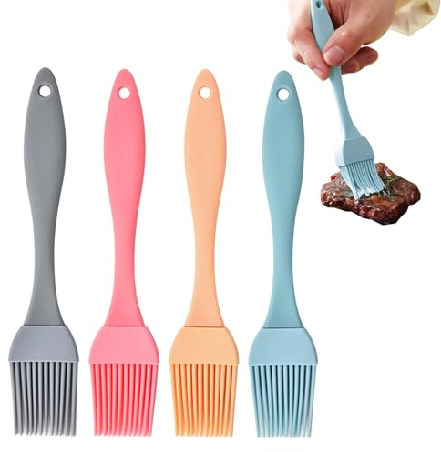 4 Stück Backpinsel Silikon,Silikonpinsel,Grill Küche-ölpinsel,Silikon Pinsel für Backen,Gemüsepinsel,Pastry Brush,Kitchen Kochpinsel Kuchenpinsel,Pastry Backpinsel-set,Hitzebeständig ölpinsel Baking