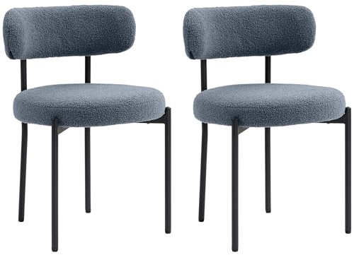 HOMCOM Lot de 2 chaises Salle à Manger Chaise de Cuisine Moderne Chaise de Salon rembourrée avec Dossier et Pieds en Acier Noir, pour Salon Chambre, Gris