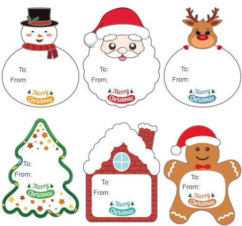 Weihnachtssticker, 120 PCS Weihnachten Selbstklebende Geschenketiketten, Geschenkaufkleber Weihnachten, Weihnachtsaufkleber Zum Beschriften, für Umschläge Karten Weihnachtsgeschenke Dekoration (A)
