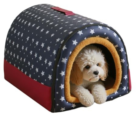 2-in-1 Hundehütte & Großes Hundebett - Weiches, Wärmendes Iglu-Bett Mit Abnehmbarer Waschbarer Bezug Für Hunde Und Katzen, rutschfeste & Faltbare Haustierhöhle