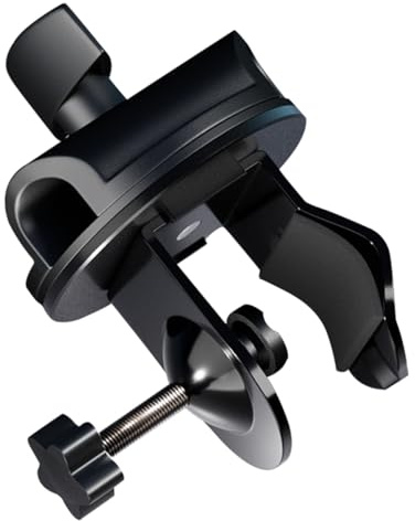 Mikrofonklemme mit 15mm Loch, Drehbarer Platte, Metall, Schwarz | Handmikrofone, Bühnenauftritte und Reden, Ergonomischer Knopf, Kompakte Aufbewahrung