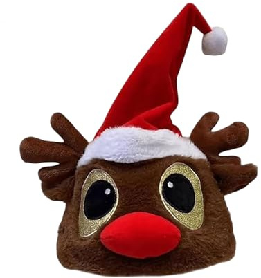 Generisch Weihnachtsmuster Singing & Dancing Santa Hut, lustige musikalische Weihnachtsmütze mit Lichteffekten für Partys, Karneval, Fasching, für Erwachsene und Kinder