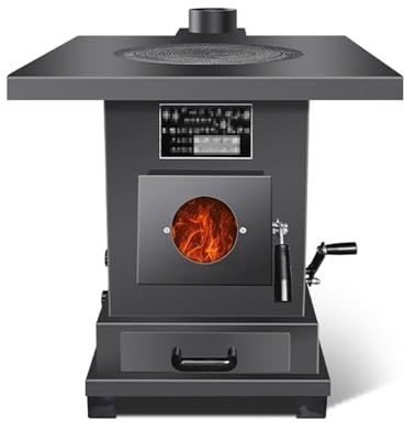 Cucina a Legna da Esterno Materiale in Lamiera D'acciaio con Cassetto di Raccolta Cenere Stufe a Legna da Interno in Offerta Finestra di Osservazione Cortili e Soggiorni(A)
