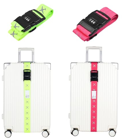 GWAWG Cinghia Valigia da Viaggio con Codice, 2 PZ Cinghia per Cintura Valigia Viaggio Sicurezza Protege Da Viaggio Stiva con Colori Vivi