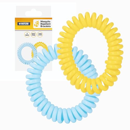 Status Mosquito Repellent Bracelets 2 Pcs, Deet Free, Adjustable Leather Band, Insect Repellent Bracelet, 300+ Hours Mosquito Repellent Protection Suitable for All Ages (SMOSQBAND2PK10)