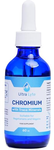 Ultra Lyte Ionic Chromium 210mcg with Trace Minerals – 60ml Liquid Chromium Drops for Glucose & Metabolism Support – 1ml Daily Serving – Unflavoured