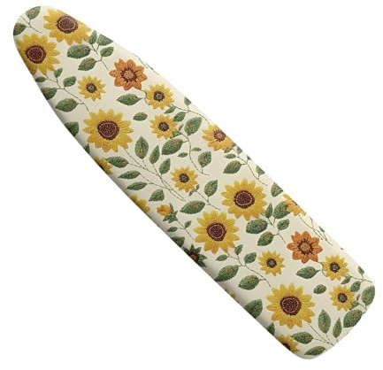 Yellow Sunflower Ironing Board Cover, Heat Reflective Ironing Pad Cover Hooks and Loop Fasteners Non-Slip