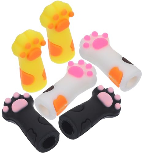 COOLHIYA 6 Stück Nagelhautschneider mit Weichen Silikon Schutzkappen Katzenpfoten Design Rostfrei für Fussnägel Maniküre und Nagelpflege Zufällige Farbe