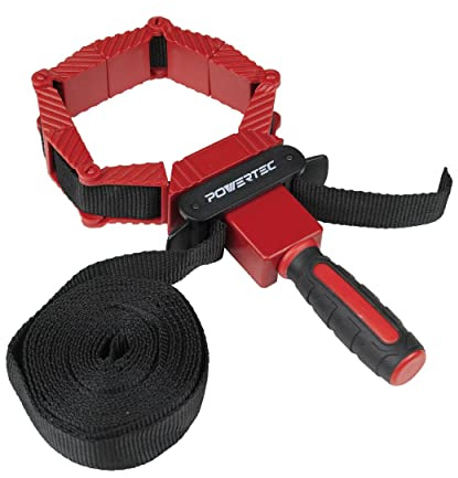 POWERTEC 71122 Deluxe Polygon Quick Release Band Clamp | Woodworking Frame Clamping Strap Holder