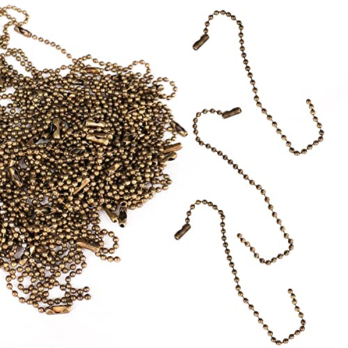 Weddecor Kugelkette mit goldfarbenen Metallperlen, 20 cm, mit passendem Verschluss zur Erschaffung von Schlüsselketten, Designer-Tuch, Schmuck oder Verzierungen, 100 Stück., metall, bronze, 15 cm