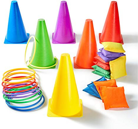 Paochocky 30 Pcs 3 in 1 Werfen Spiel Spielset, Enthält Nylon Sitzsäcke, Weiche Kegel und Kunststoff Toss Ring für Familienspiele, Indoor Outdoor-Aktivitäten Geburtstagsfeier