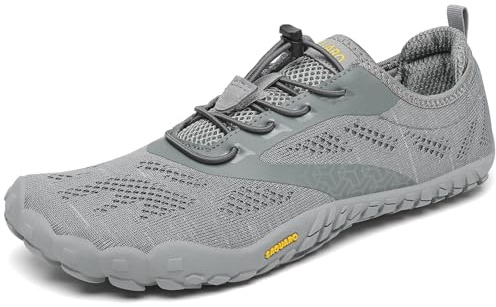 SAGUARO Scarpe Barefoot Minimaliste Uomo Donna Traspiranti Scarpe da Scogli Comode Leggere Scarpette Multisport per Trekking Trail Running Sport Acquatici Palestra, Grigio 40 EU